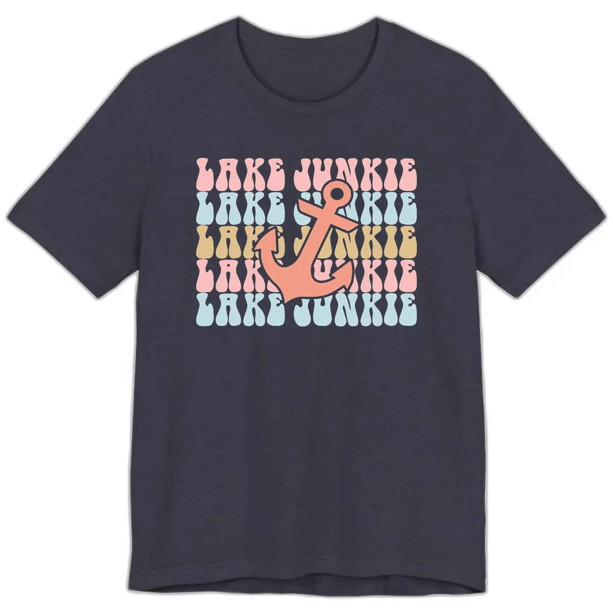 Lake Junkie Retro Anchor Premium T-Shirt in Heather Midnight Navy