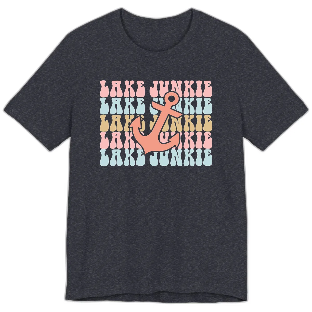 Lake Junkie Retro Anchor Premium T-Shirt in Heather Navy