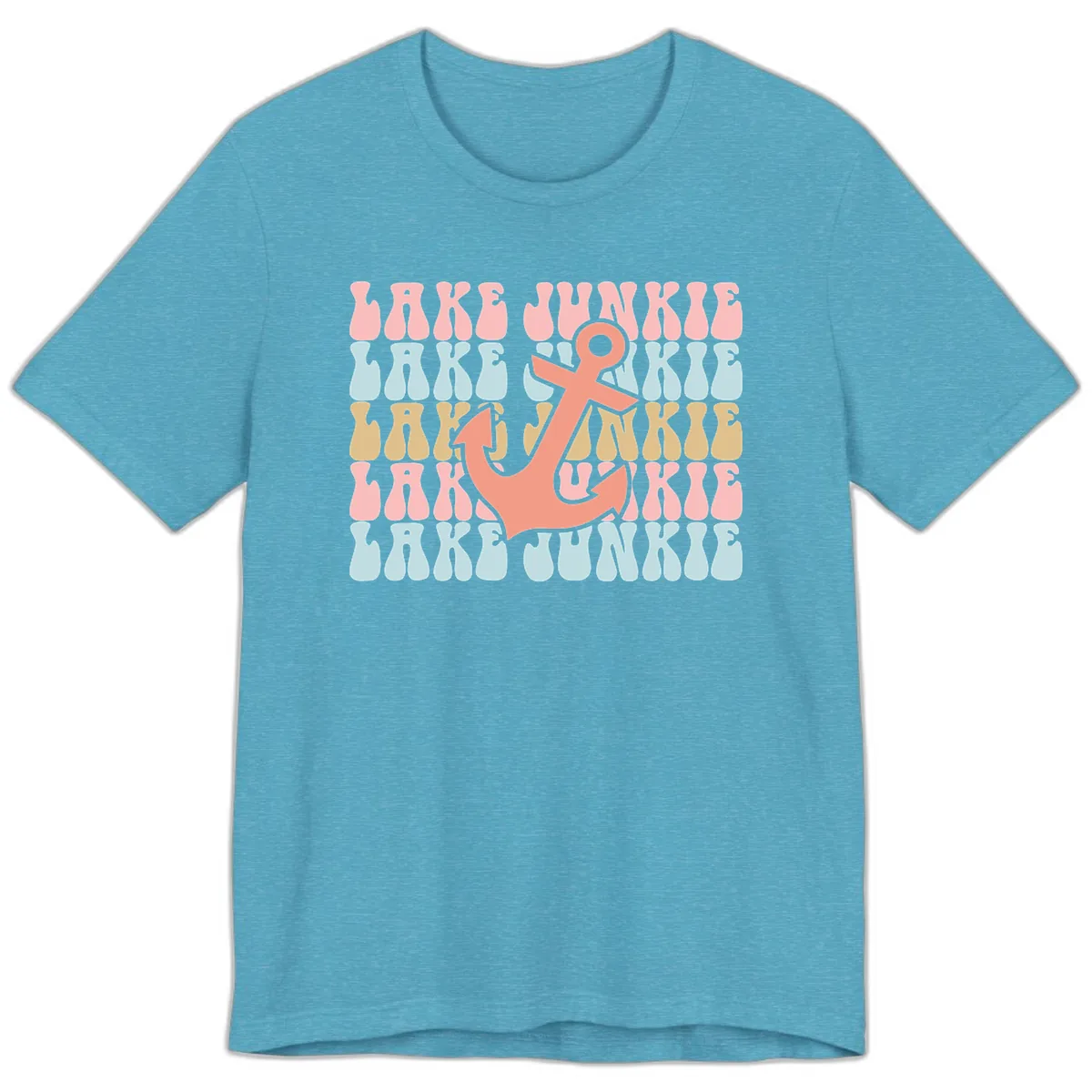 Lake Junkie Retro Anchor Premium T-Shirt in Heather Aqua