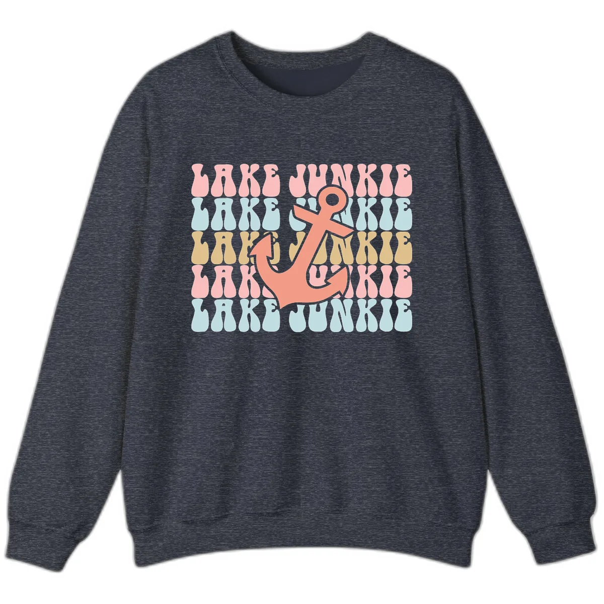 Lake Junkie Retro Anchor Sweatshirt in Heather Sport Dark Navy