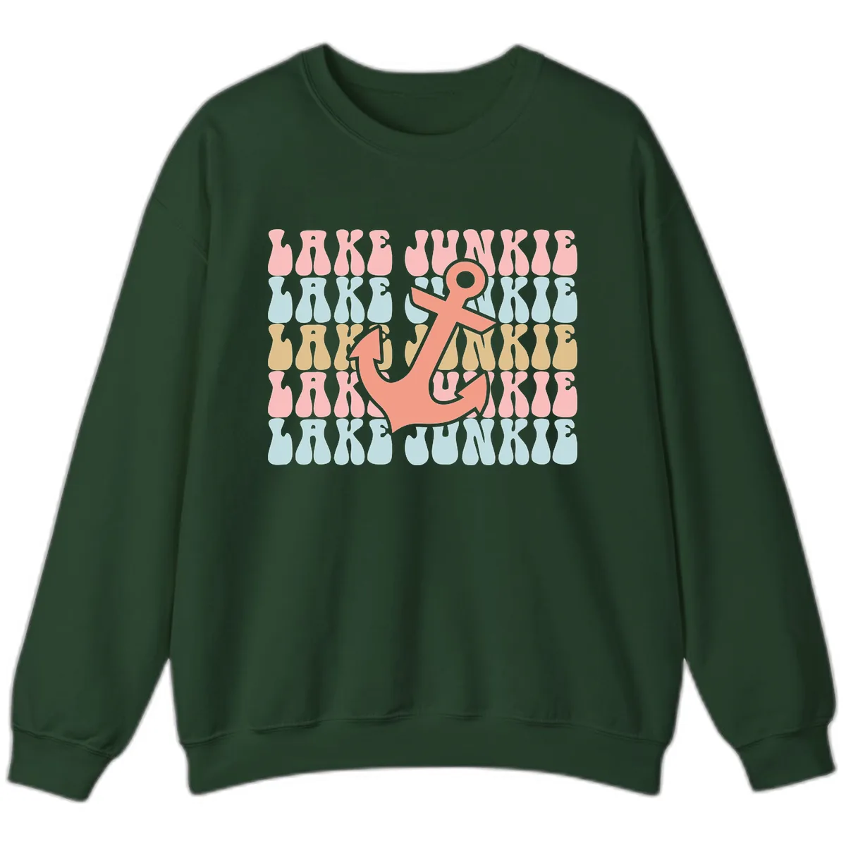 Lake Junkie Retro Anchor Sweatshirt in Forest Green