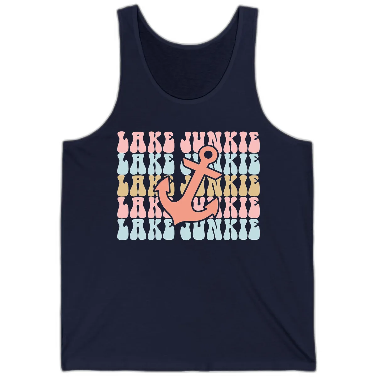 Lake Junkie Retro Anchor Tank in Navy