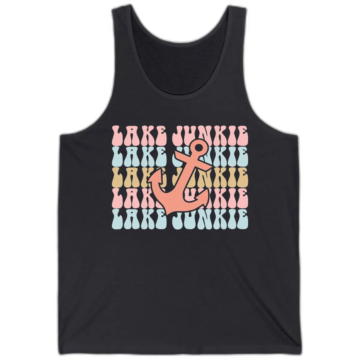 Lake Junkie Retro Anchor Tank in Dark Grey