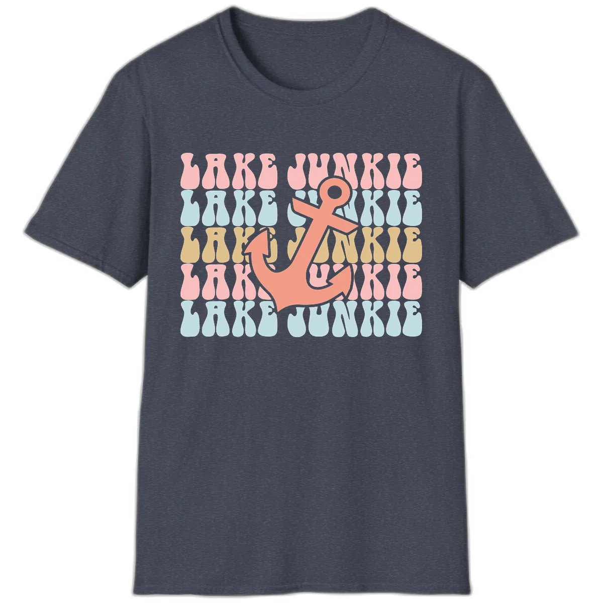 Lake Junkie Retro Anchor T-Shirt in Heather Navy