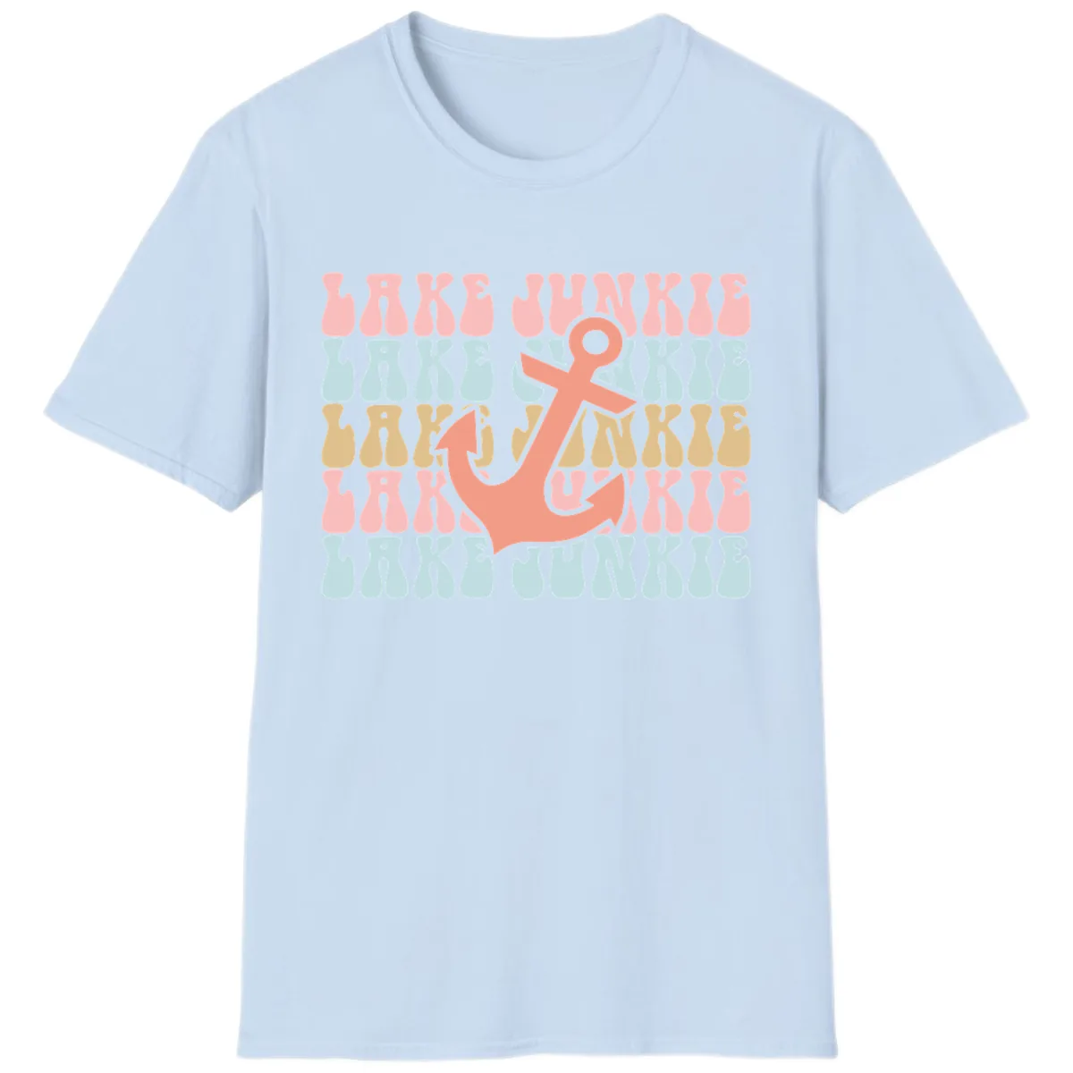 Lake Junkie Retro Anchor T-Shirt in Light Blue