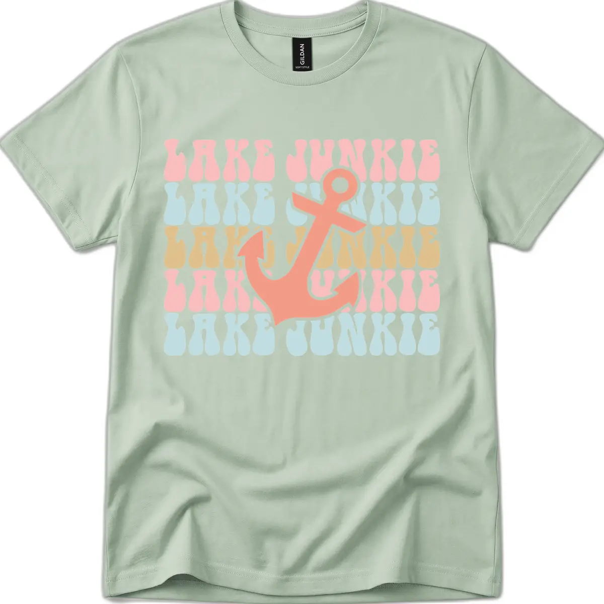 Lake Junkie Retro Anchor T-Shirt in Sage