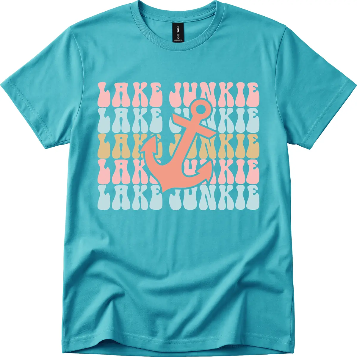 Lake Junkie Retro Anchor T-Shirt in Tropical Blue