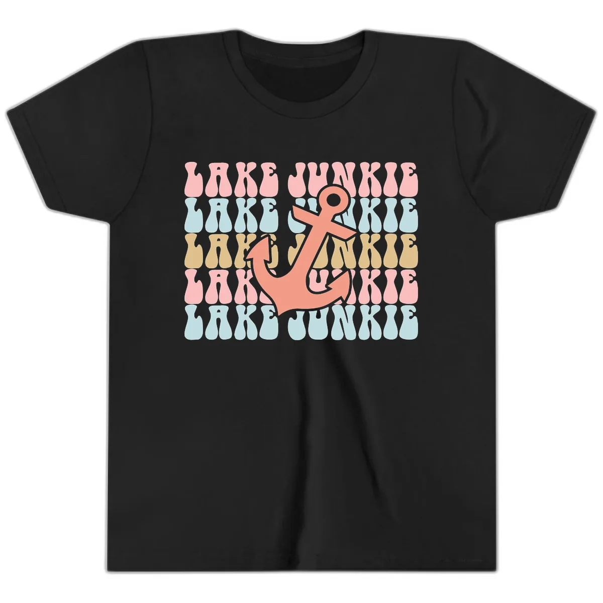 Lake Junkie Retro Anchor Youth T-Shirt in Black