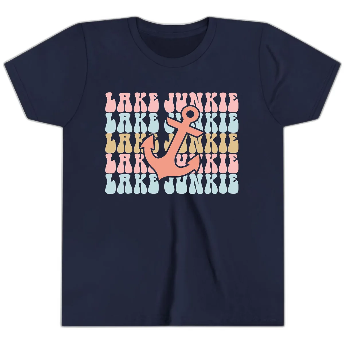 Lake Junkie Retro Anchor Youth T-Shirt in Navy