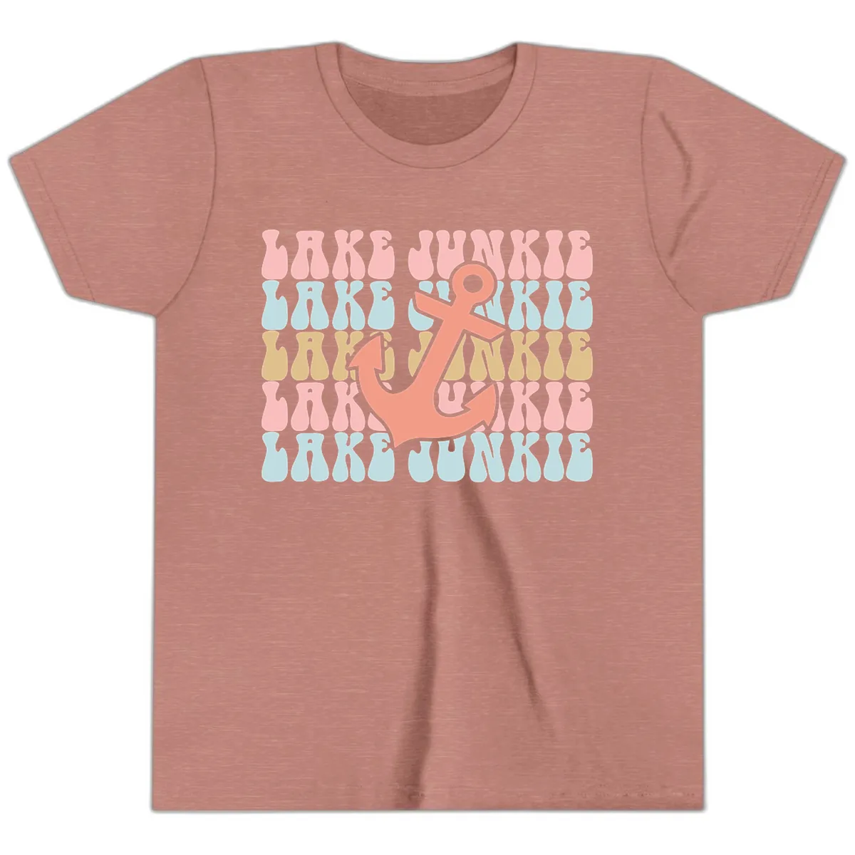 Lake Junkie Retro Anchor Youth T-Shirt in Heather Mauve