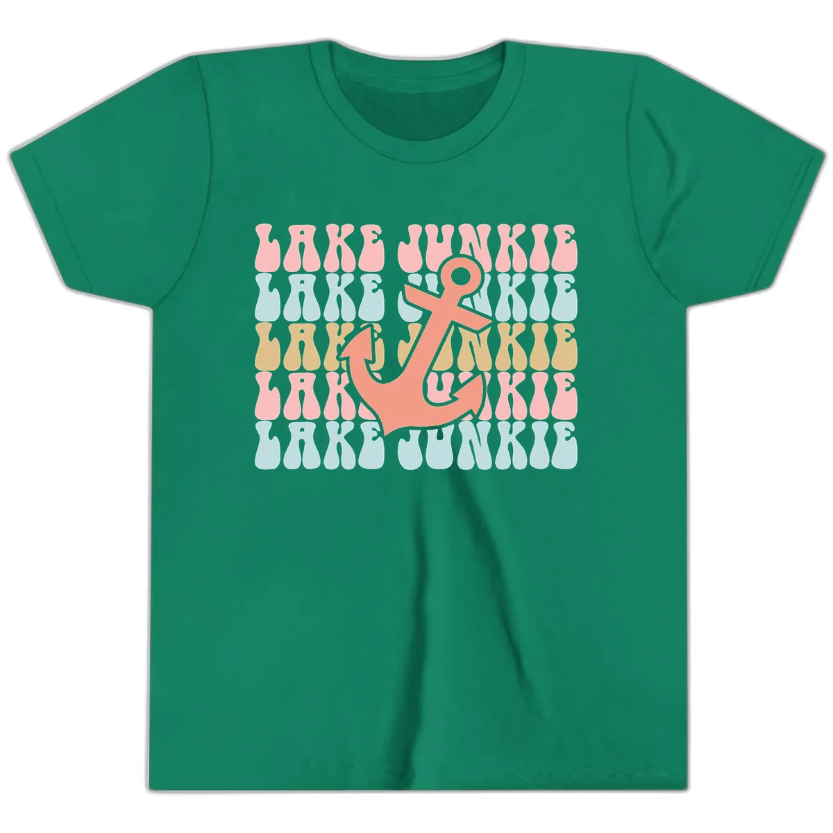 Lake Junkie Retro Anchor Youth T-Shirt in Kelly
