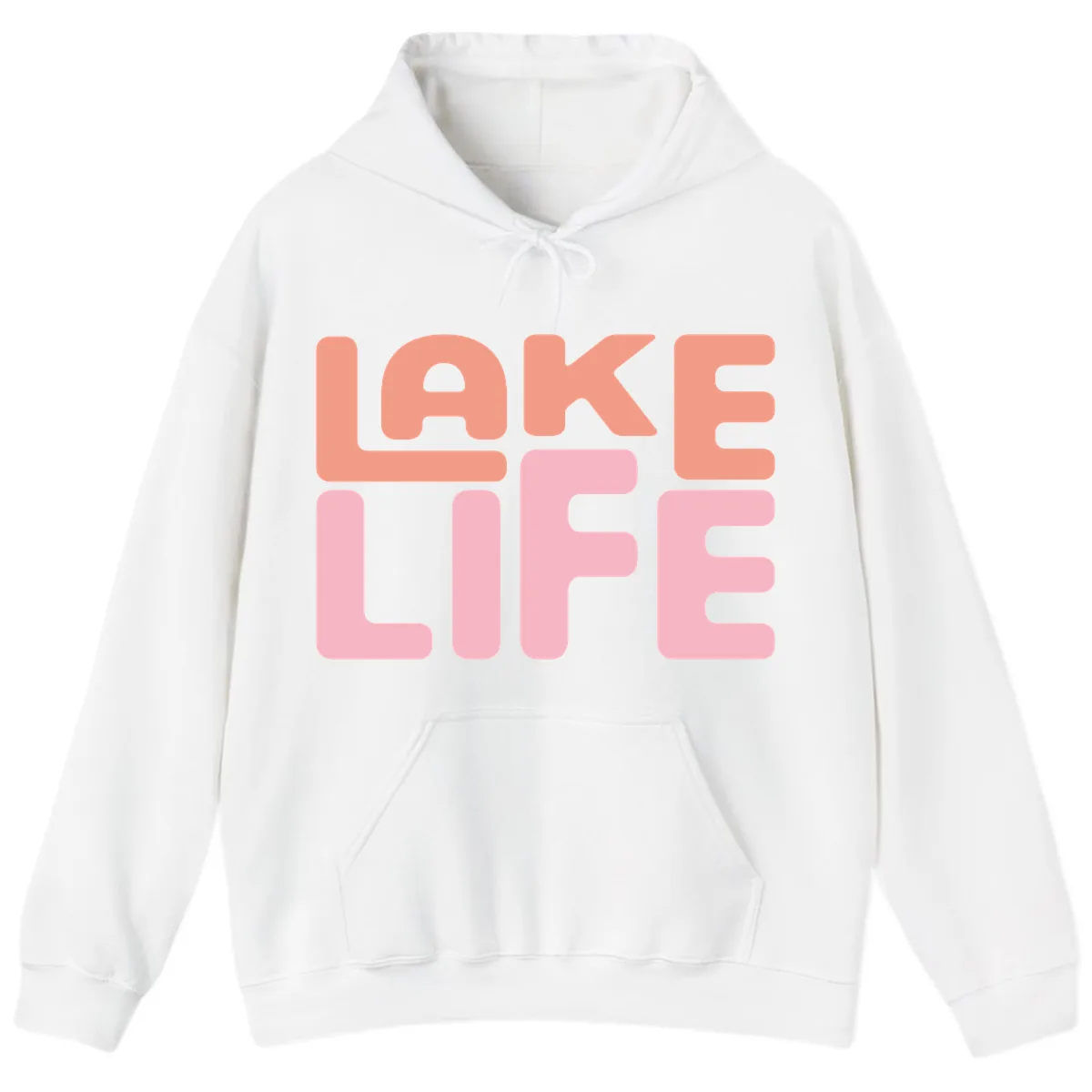 Lake Life Typography Design Hoodie in White
