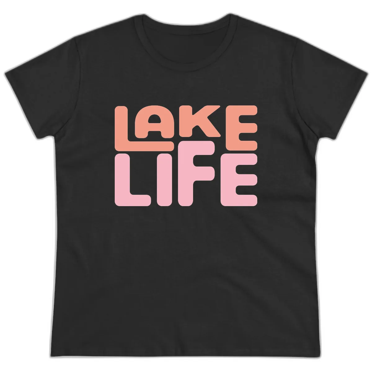 Lake Life Typography Design Ladies Tee in Black