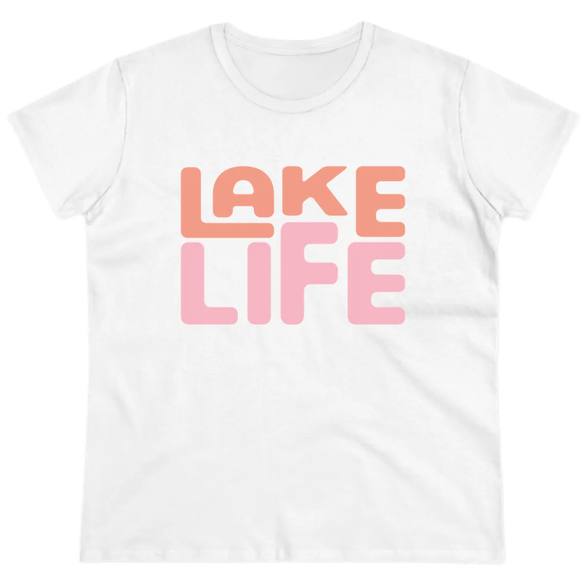 Lake Life Typography Design Ladies Tee in White