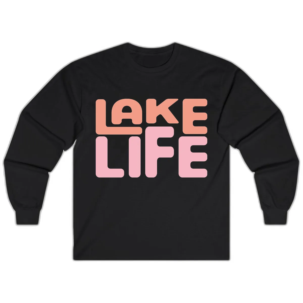 Lake Life Typography Design Long Sleeve in Black