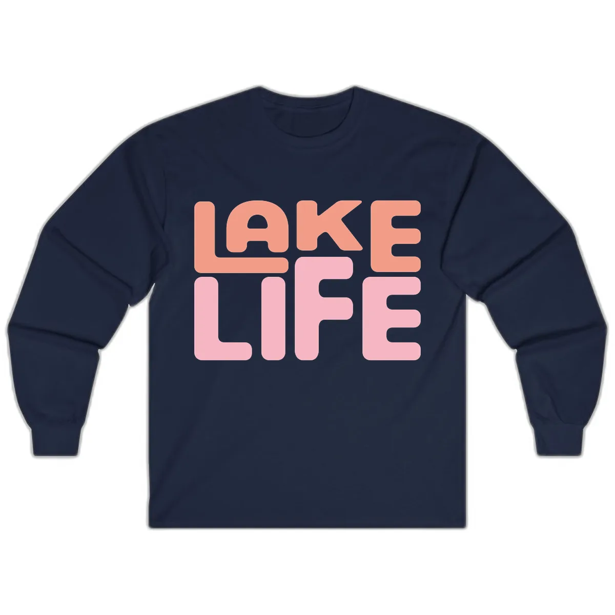 Lake Life Typography Design Long Sleeve in Navy