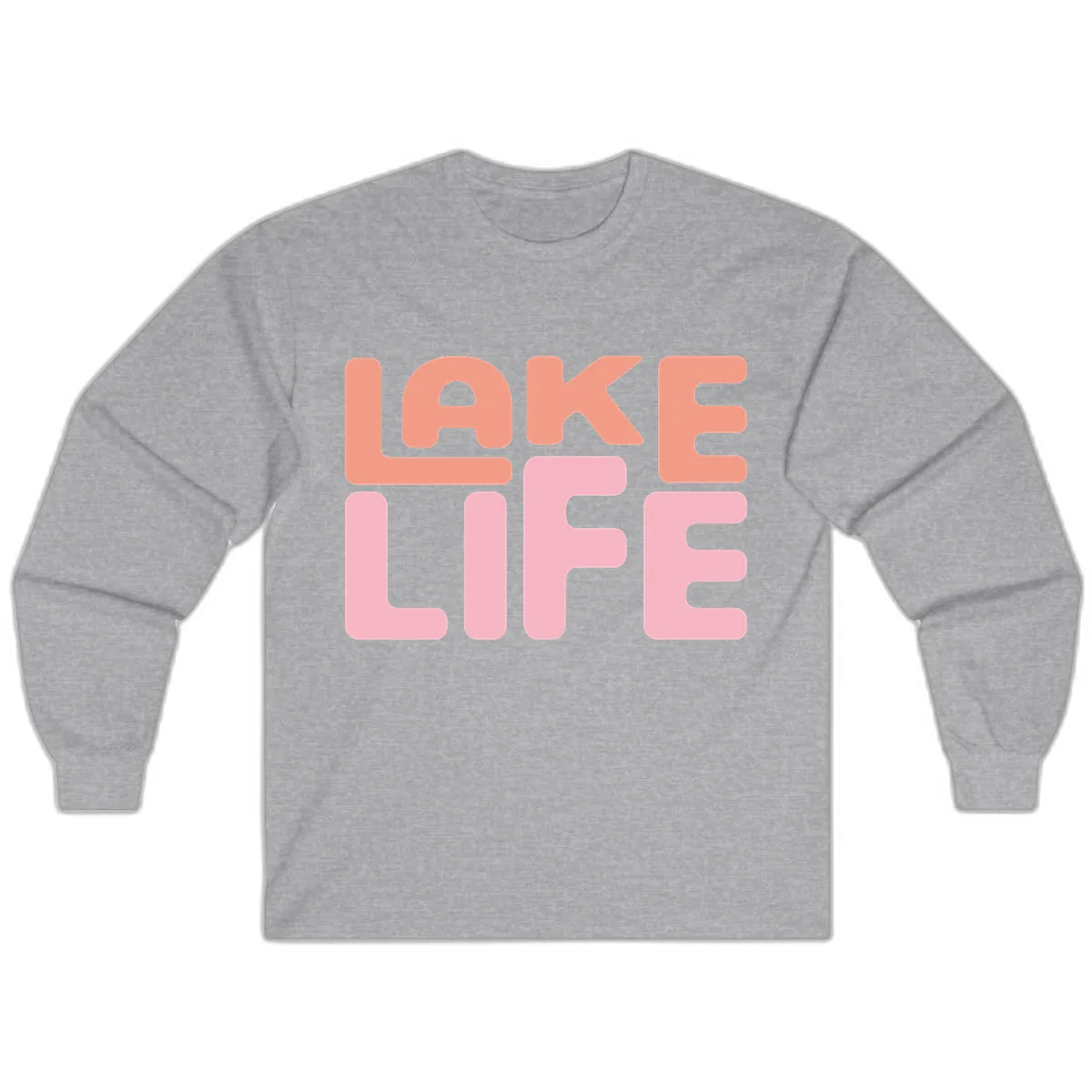 Lake Life Typography Design Long Sleeve in Sport Grey