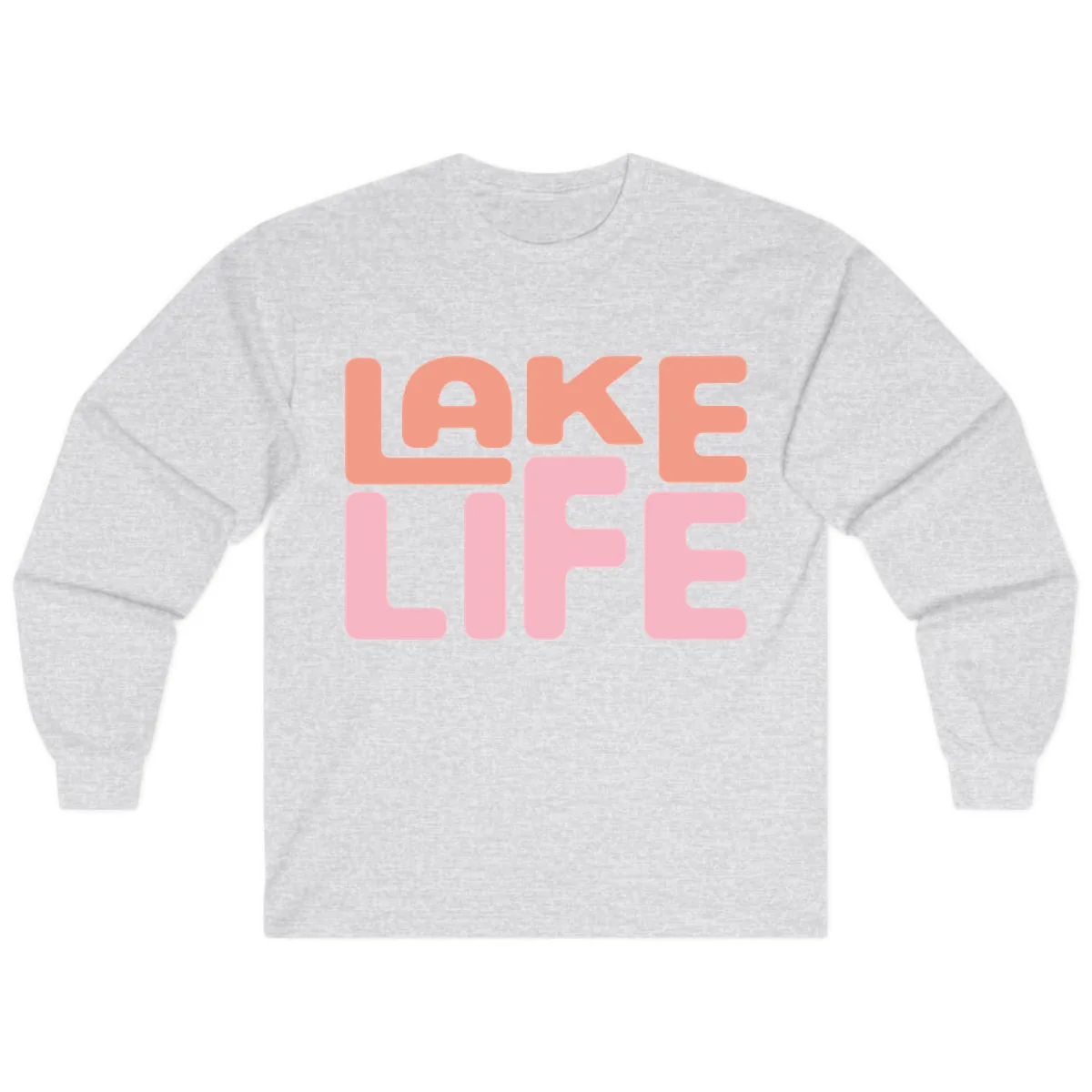 Lake Life Typography Design Long Sleeve in Ash