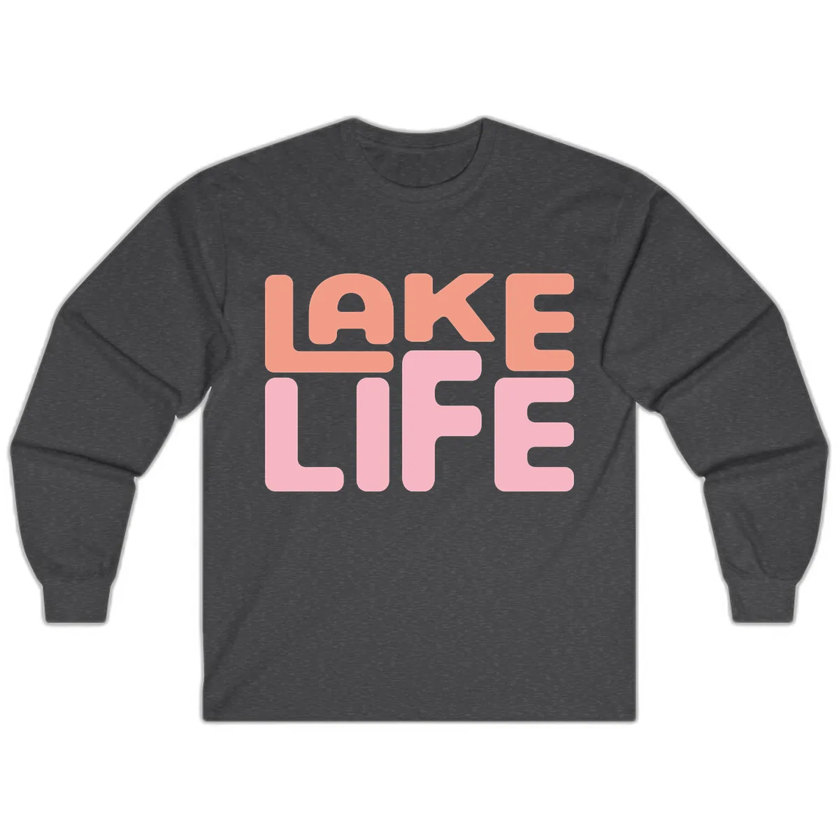 Lake Life Typography Design Long Sleeve in Dark Heather