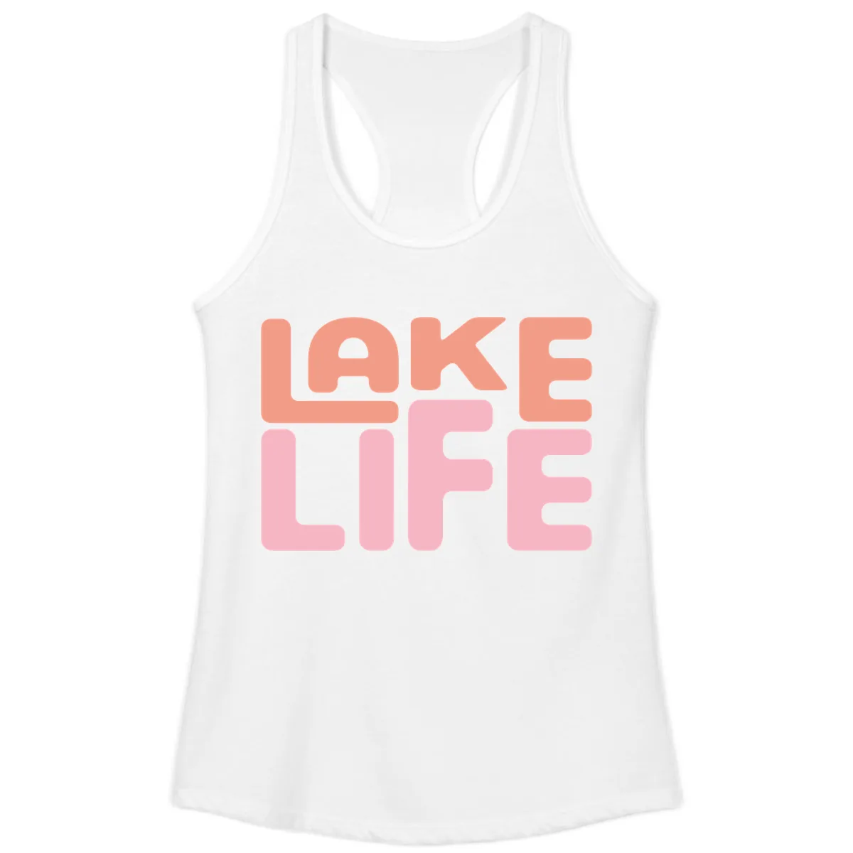 Lake Life Typography Design Ladies Tank in White