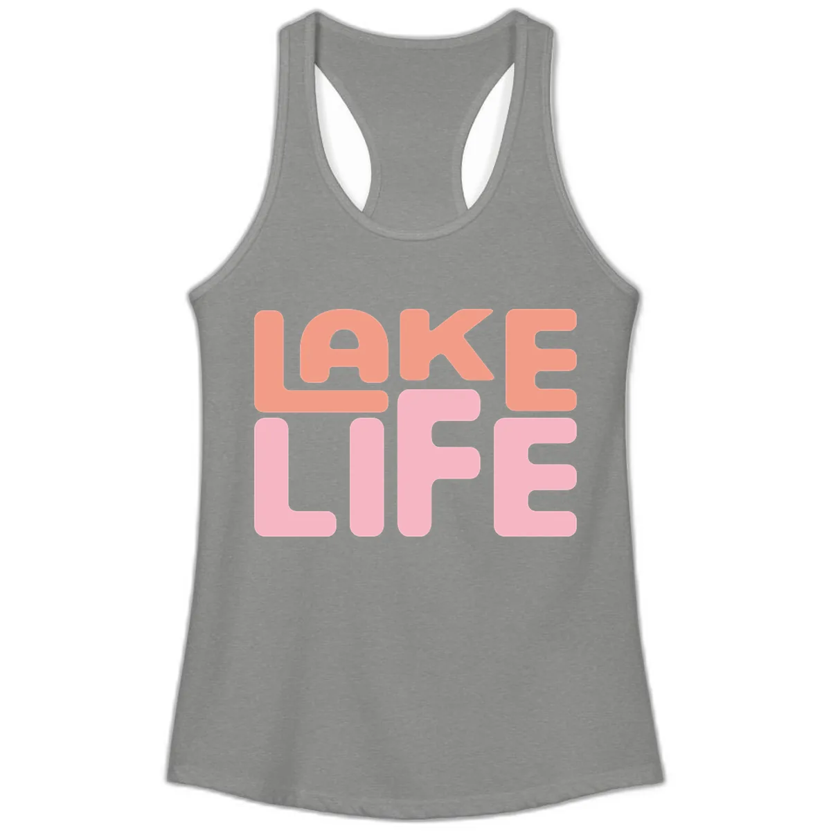 Lake Life Typography Design Ladies Tank in Heather Grey
