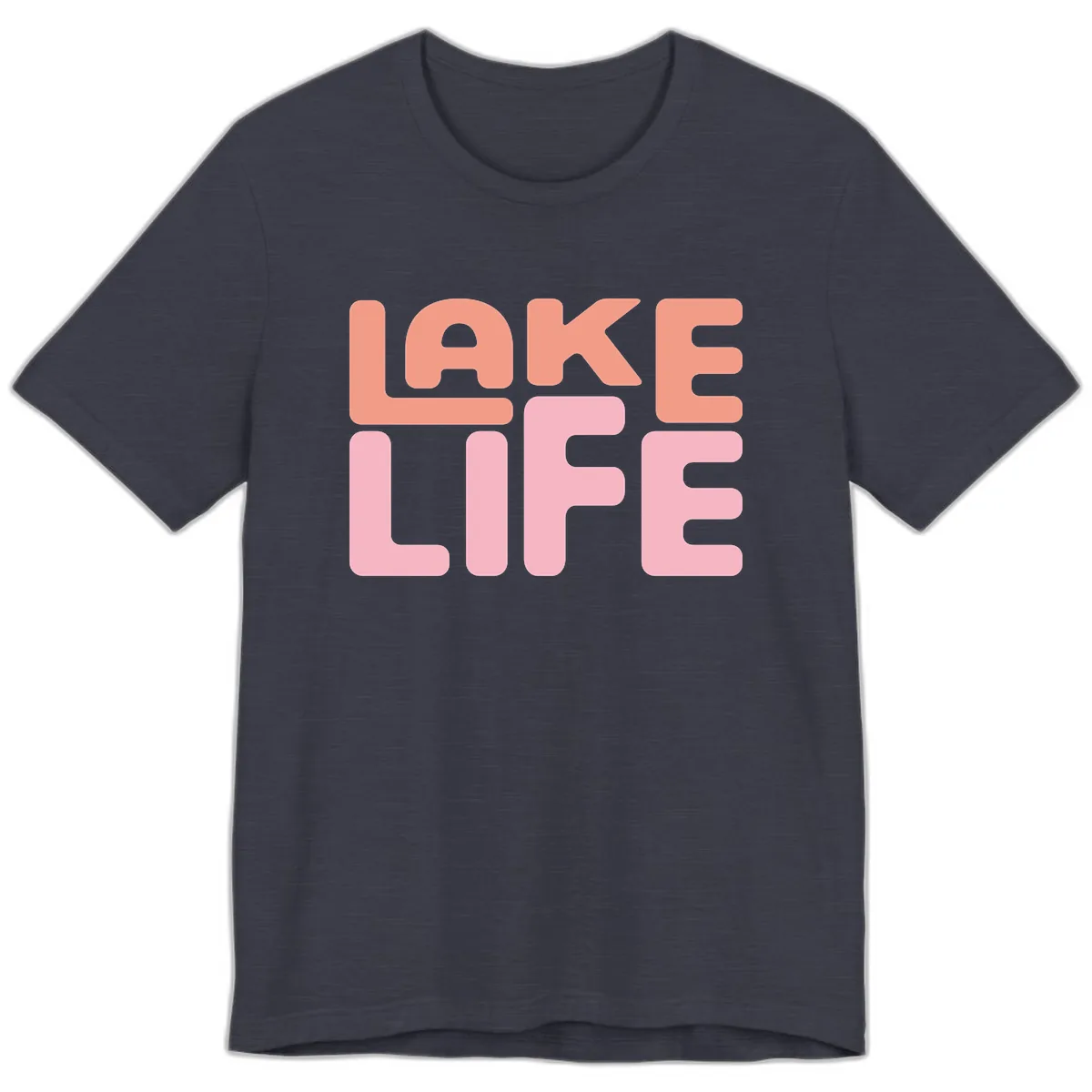 Lake Life Typography Design Premium T-Shirt in Heather Midnight Navy