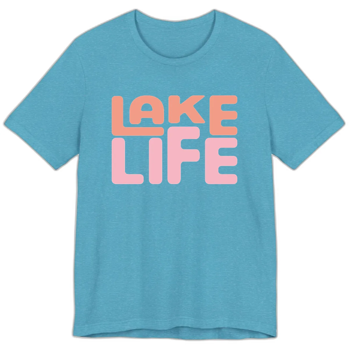 Lake Life Typography Design Premium T-Shirt in Heather Aqua