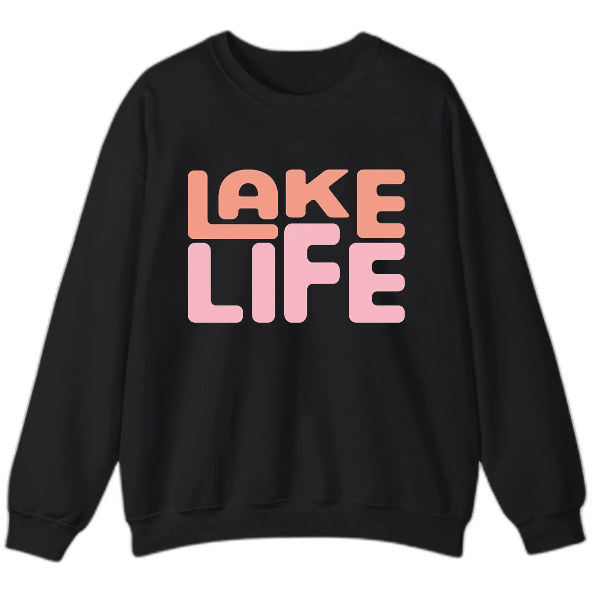 Lake Life Typography Design Sweatshirt in Black