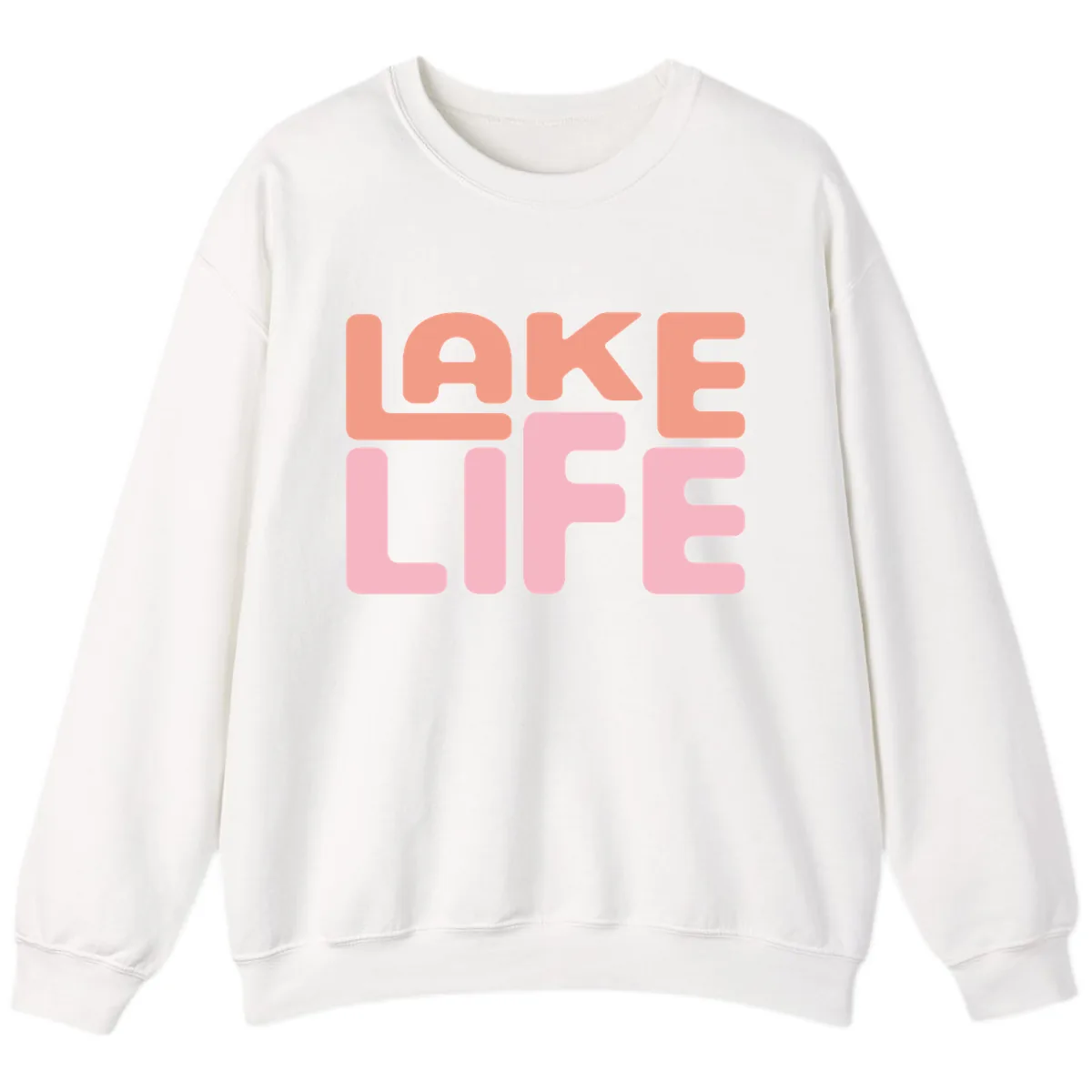 Lake Life Typography Design Sweatshirt in White