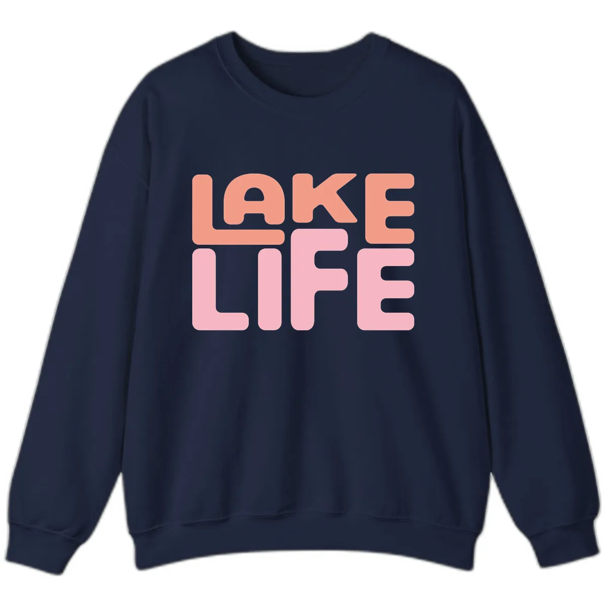 Lake Life Typography Design Sweatshirt in Navy