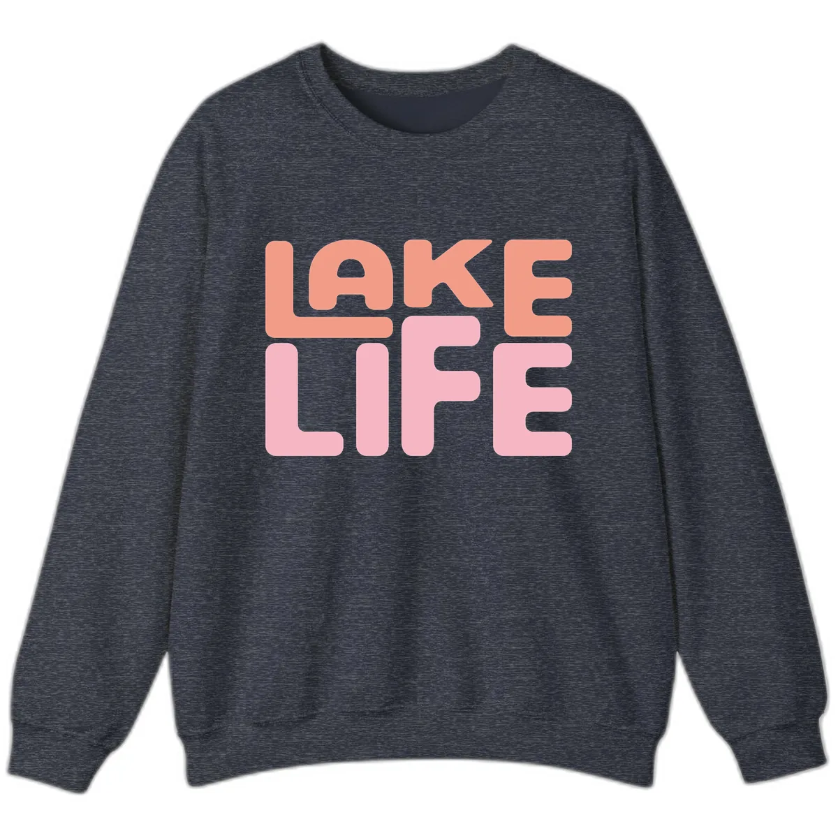 Lake Life Typography Design Sweatshirt in Heather Sport Dark Navy