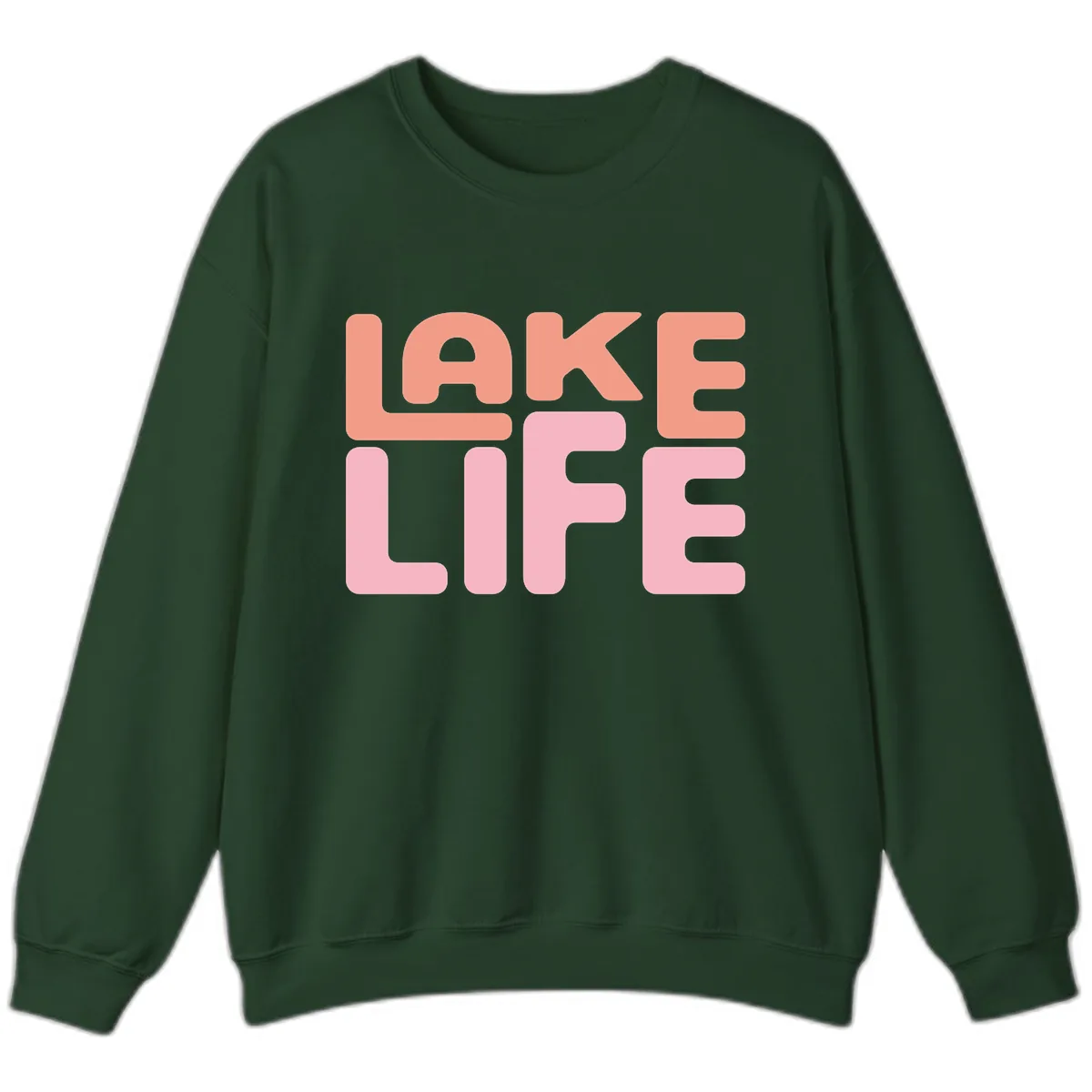 Lake Life Typography Design Sweatshirt in Forest Green
