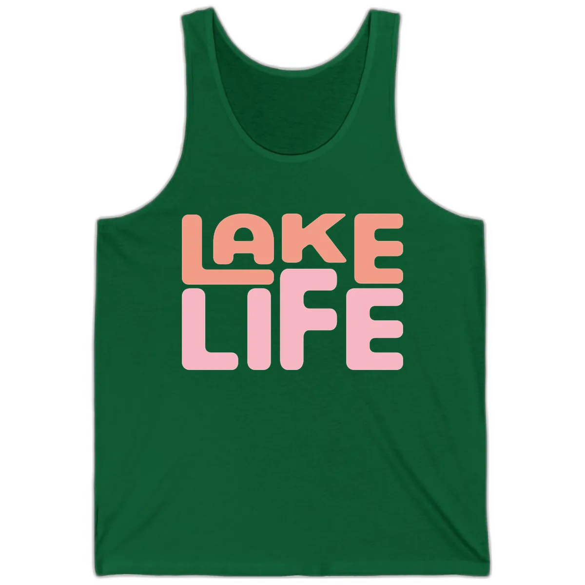 Lake Life Typography Design Tank in Kelly