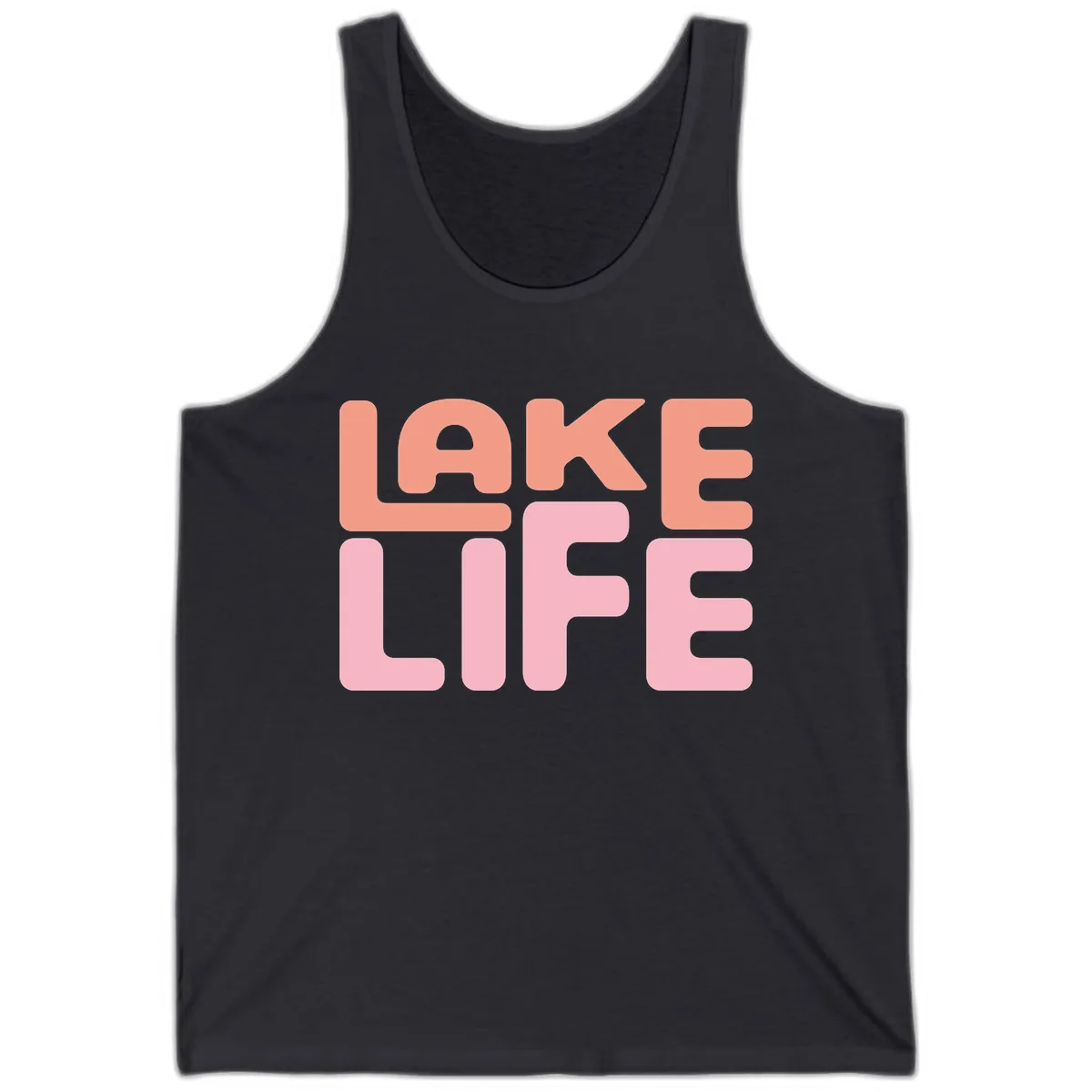 Lake Life Typography Design Tank in Dark Grey