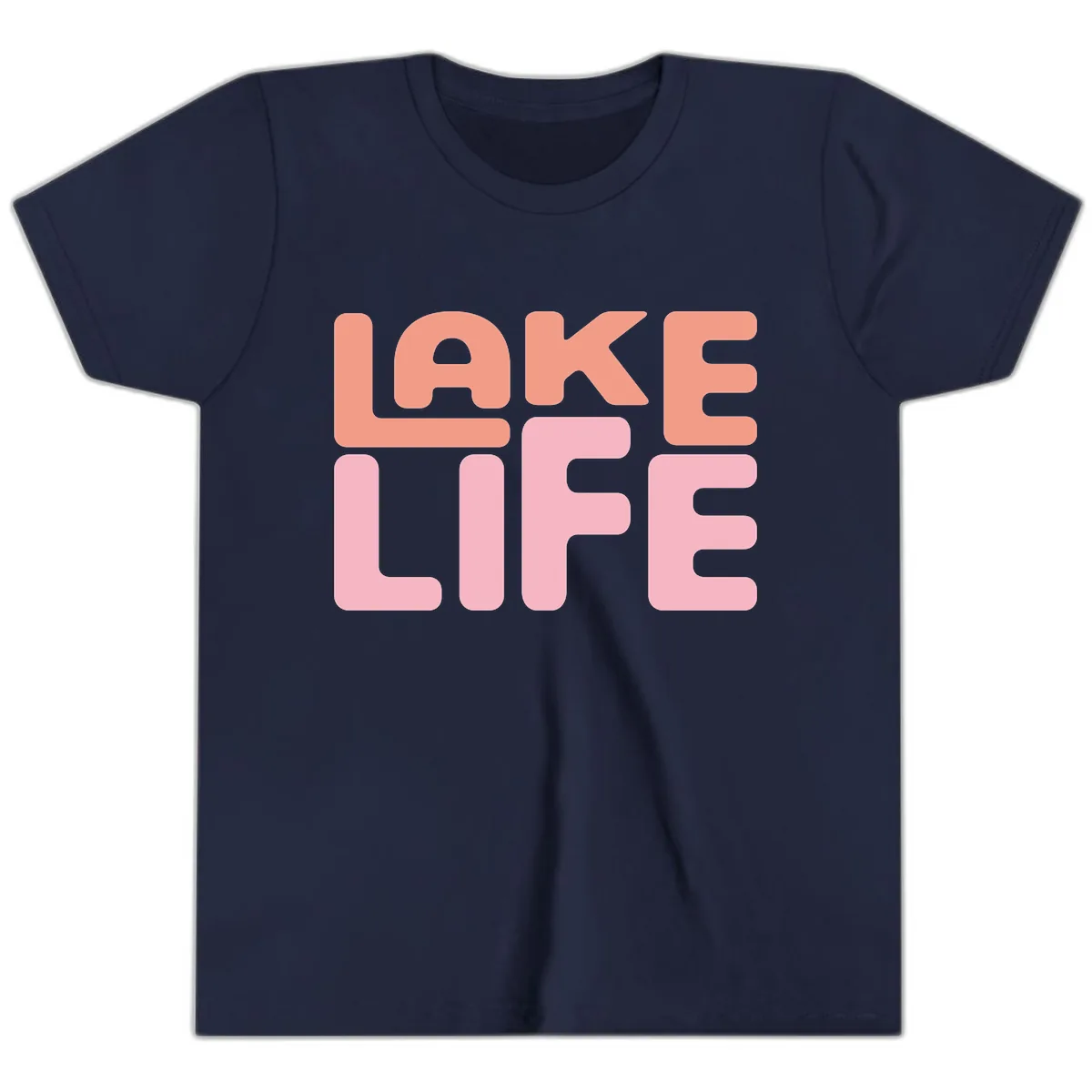 Lake Life Typography Design Youth T-Shirt in Navy
