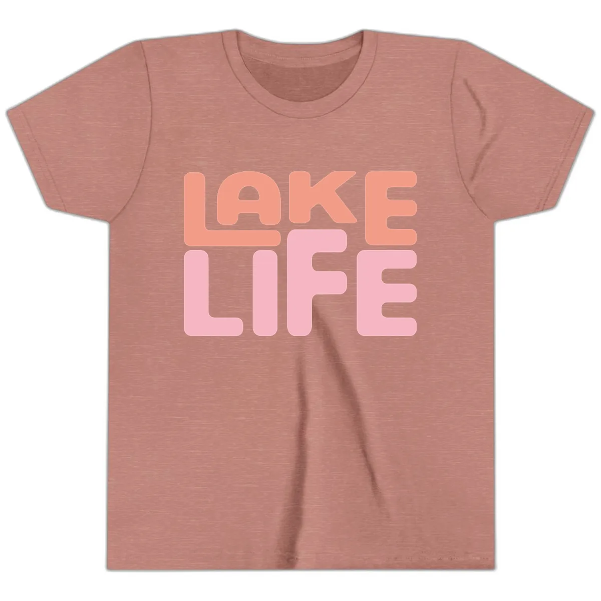 Lake Life Typography Design Youth T-Shirt in Heather Mauve