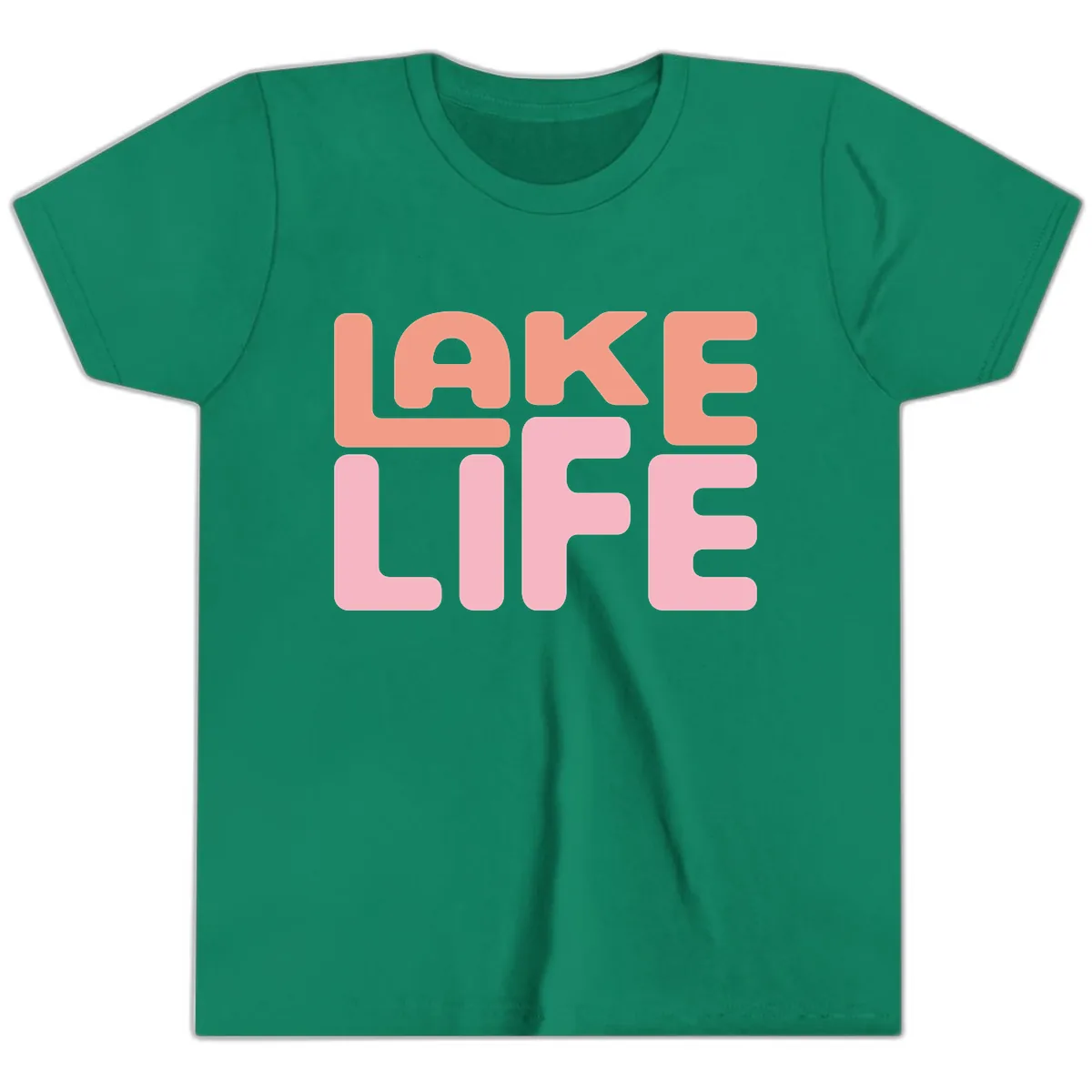 Lake Life Typography Design Youth T-Shirt in Kelly