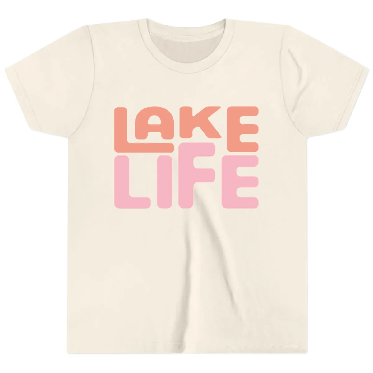 Lake Life Typography Design Youth T-Shirt in Natural