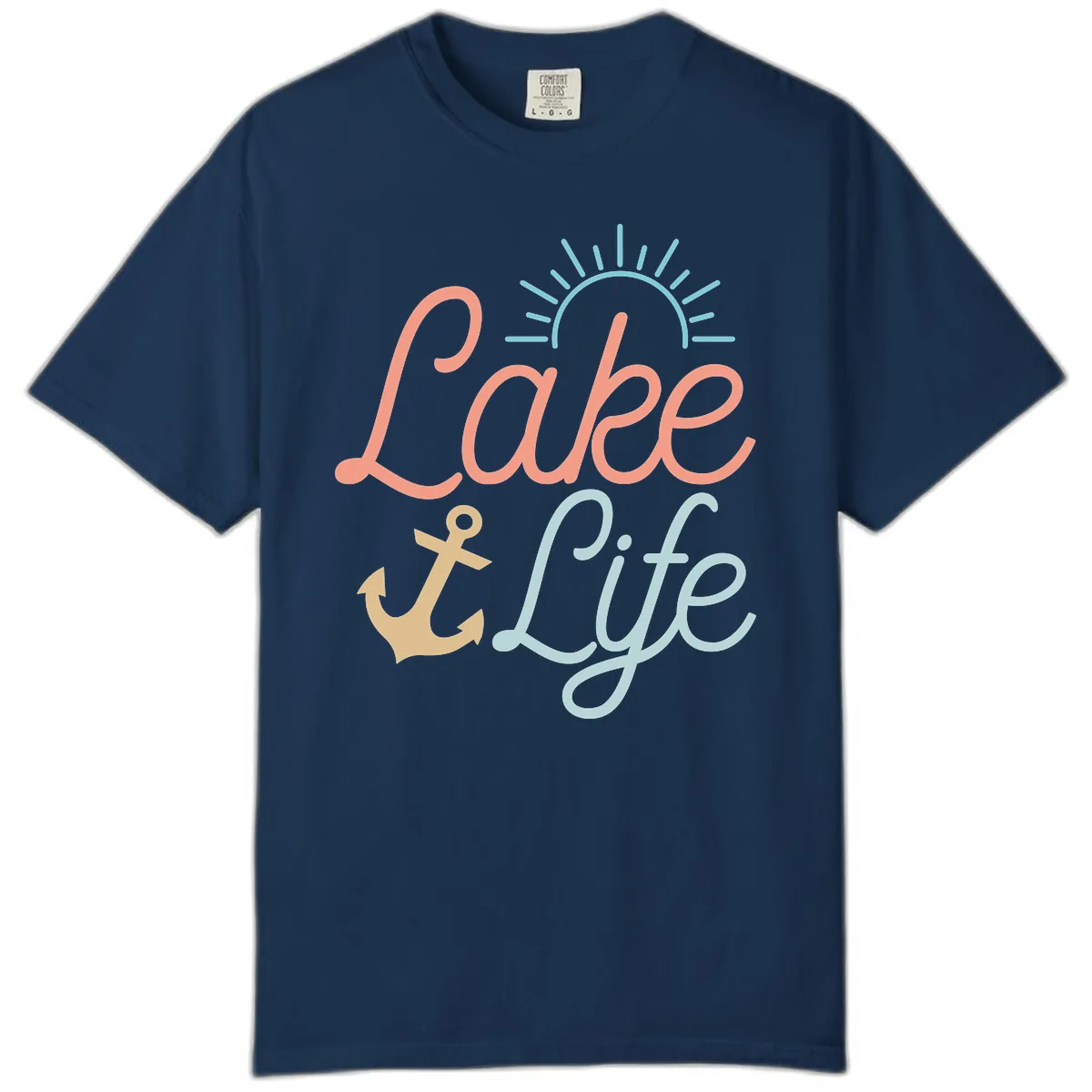 Lake Life Typography Design Comfort Color in Navy