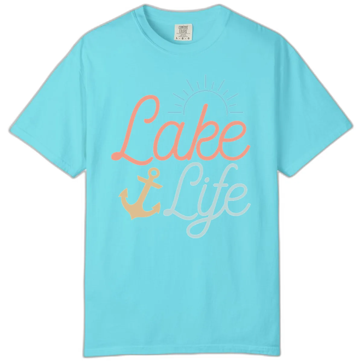 Lake Life Typography Design Comfort Color in Lagoon Blue