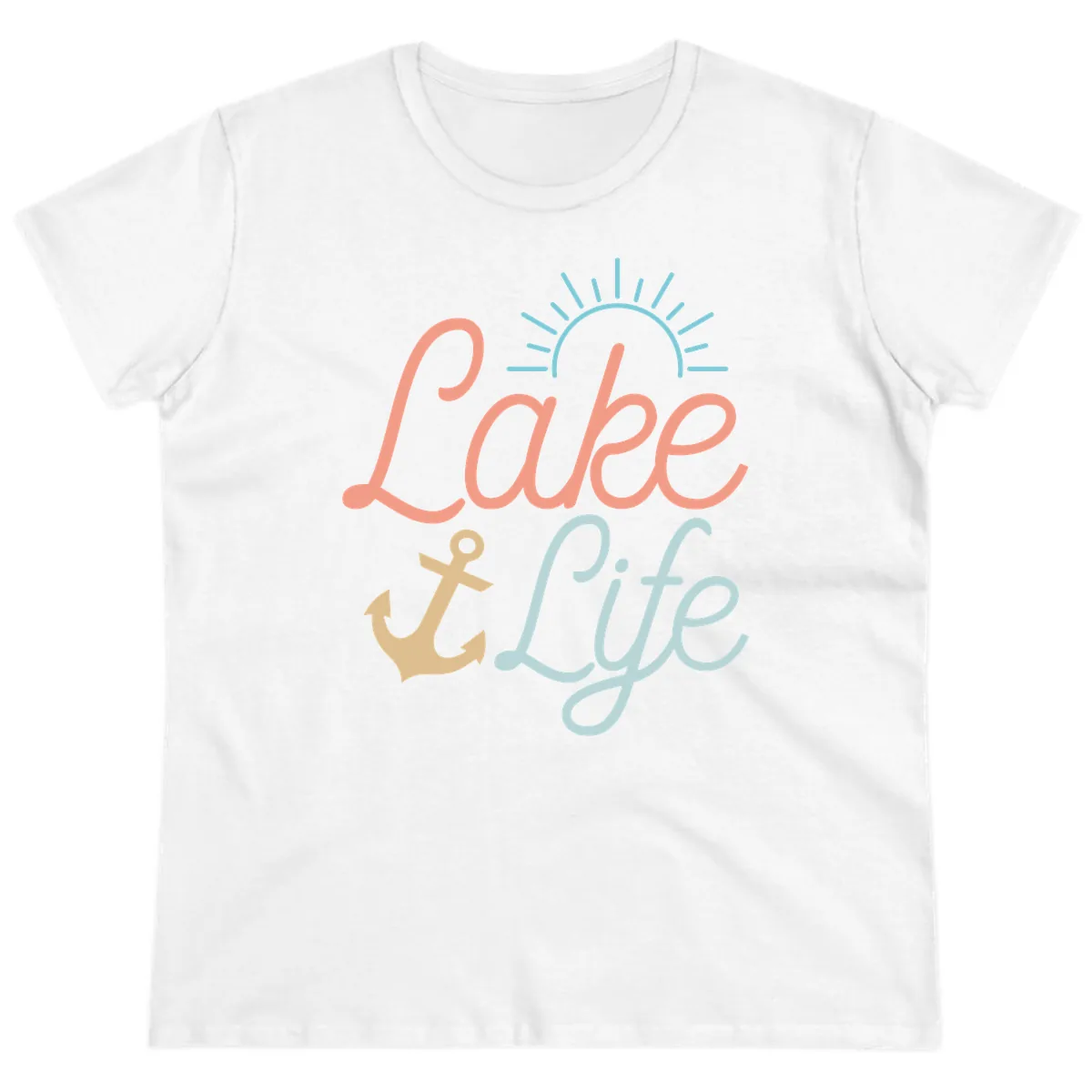 Lake Life Typography Design Ladies Tee in White