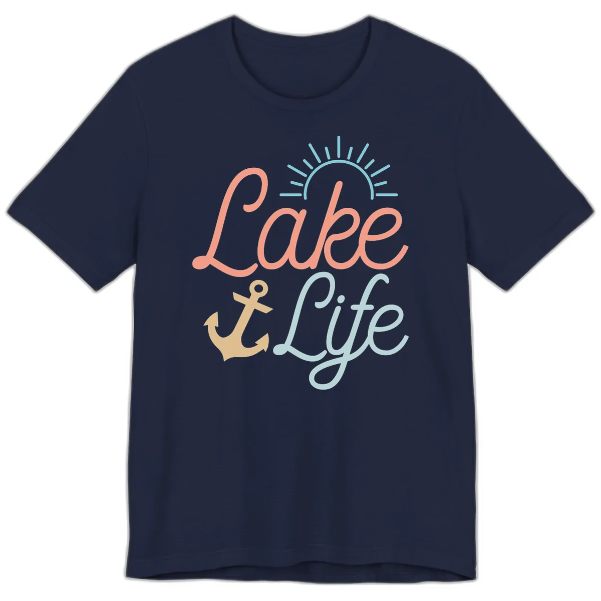 Lake Life Typography Design Premium T-Shirt in Navy
