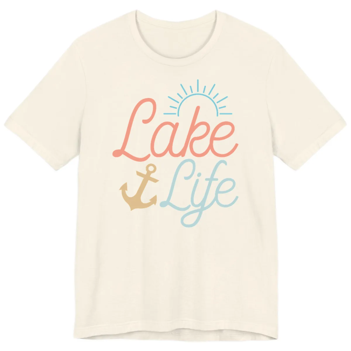 Lake Life Typography Design Premium T-Shirt in Natural