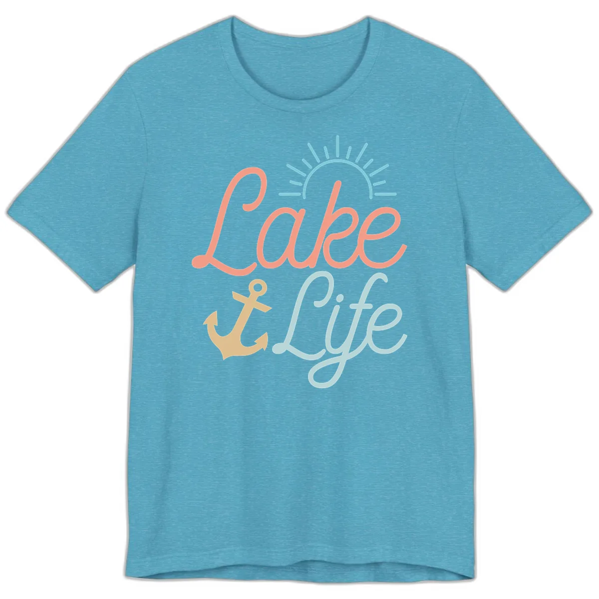 Lake Life Typography Design Premium T-Shirt in Heather Aqua
