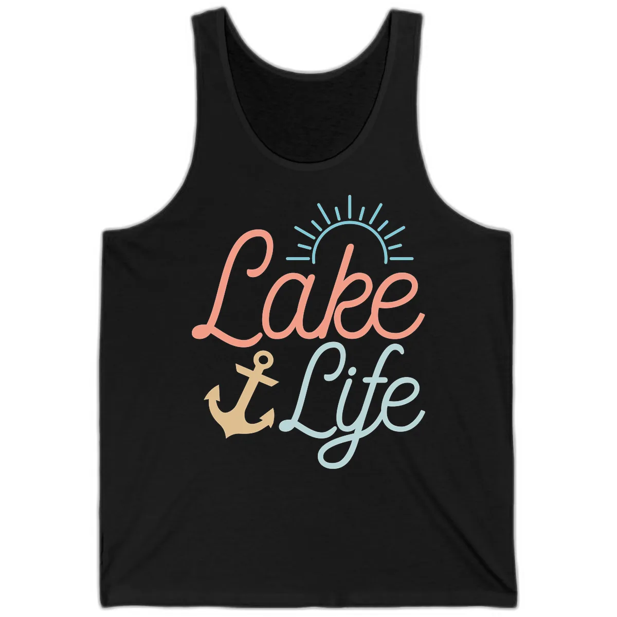 Lake Life Typography Design Tank in Black