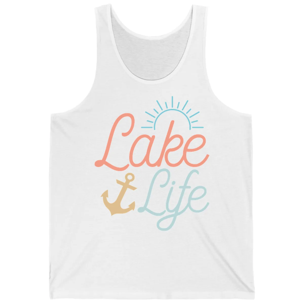 Lake Life Typography Design Tank in White