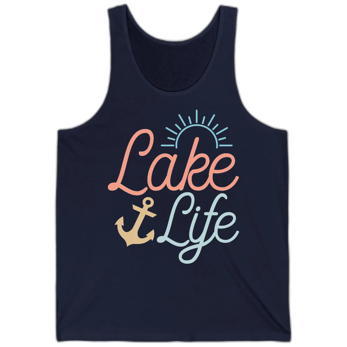 Lake Life Typography Design Tank in Navy