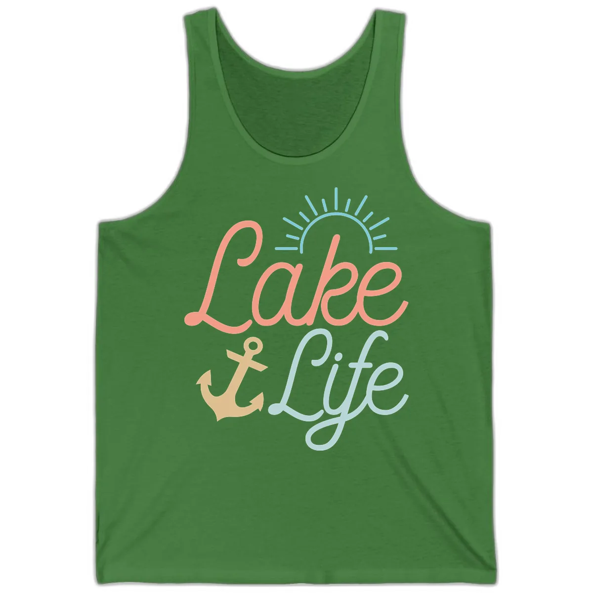 Lake Life Typography Design Tank in Leaf