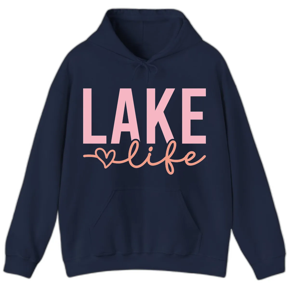 Lake Life Script Design Hoodie in Navy