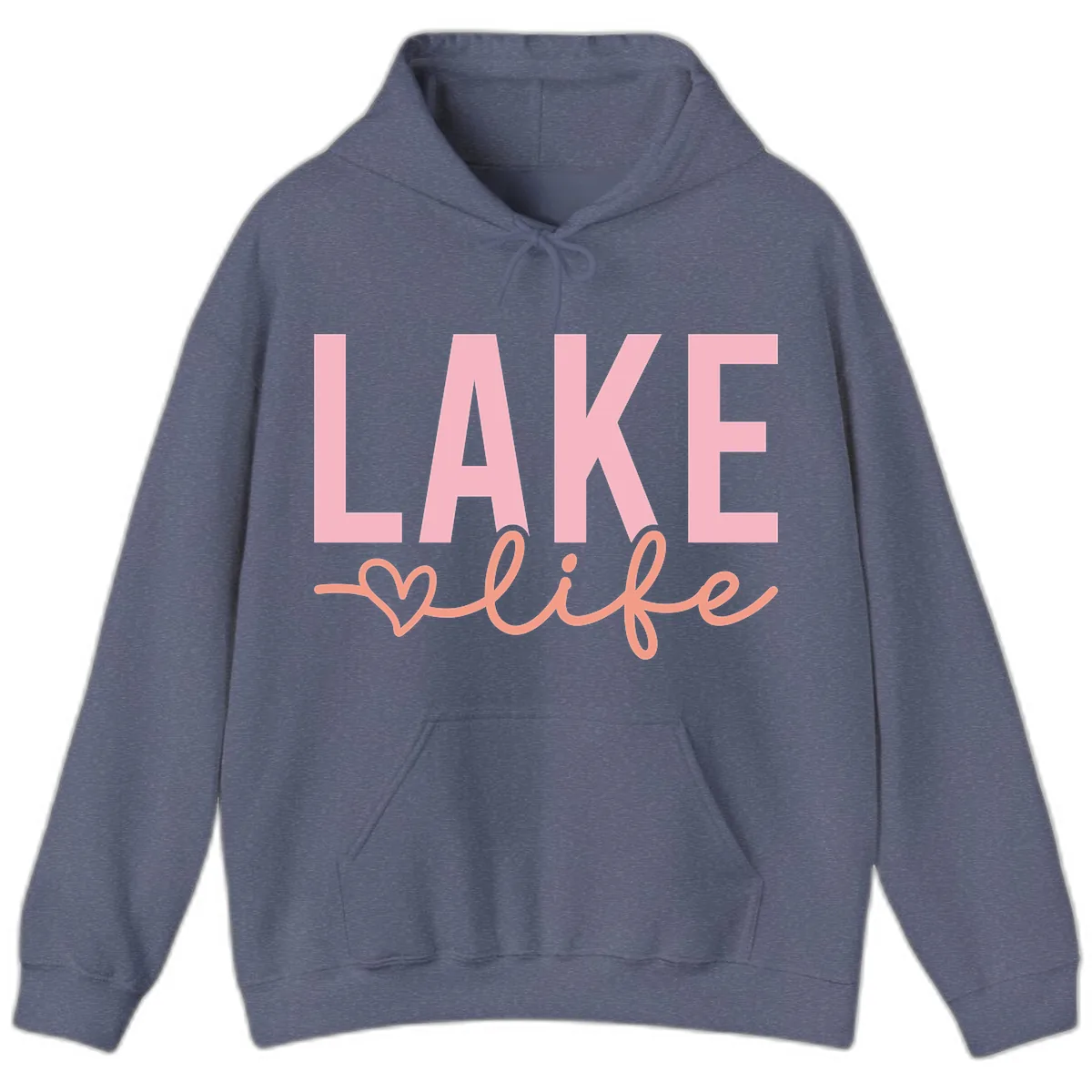 Lake Life Script Design Hoodie in Heather Navy